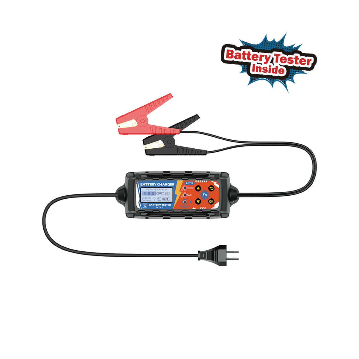 12V Battery Charger with Battery Tester Inside